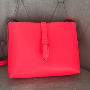 Adorable JCrew leather neon coral cross body bag
